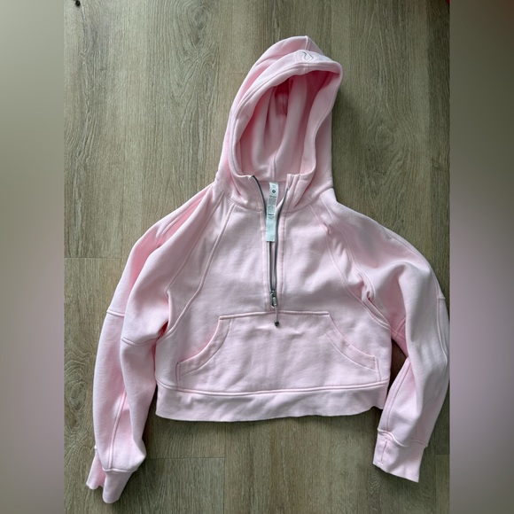 lululemon athletica Tops - Lululemon Scuba Oversized Half Zip Pullover Hoodie Pink XS/S Pristine Condition